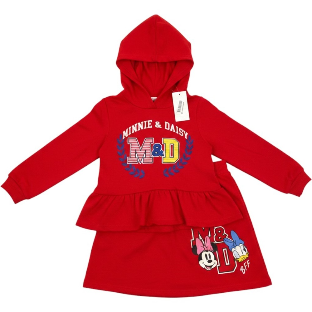 Disney Minnie Mouse Daisy Duck Red Hooded Peplum Top & Skirt Set Size 5 NWT
